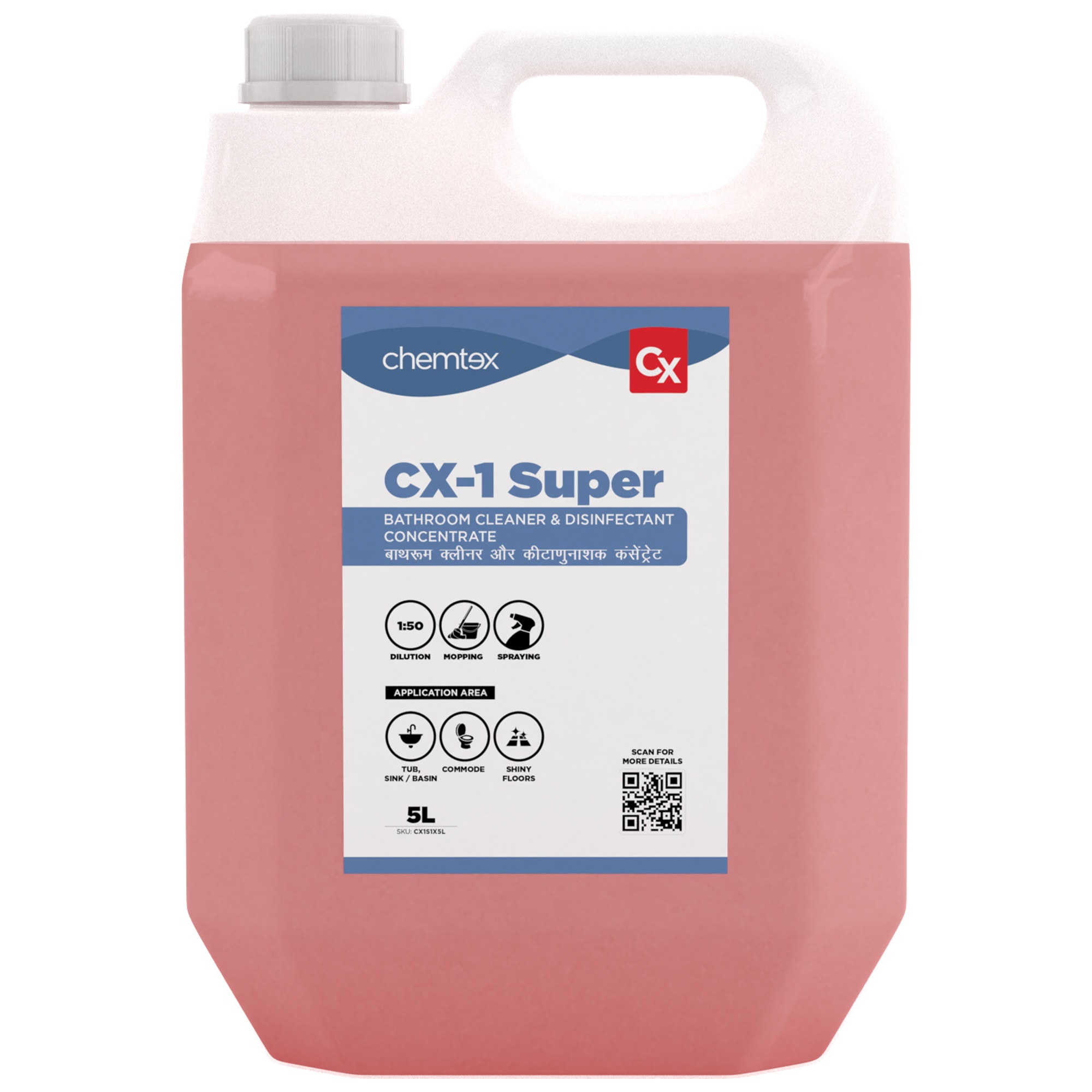 CX1 Super Bathroom Cleaner Liquid and Disinfectant Concentrate